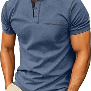 Sailwind Mens Henley Shirts Short Sleeve Summer Casual Classic Cotton T Shirts Pocket Button Shirt